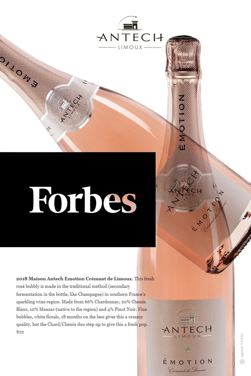 MaisonAntech11's tweet photo. FORBES —

Belle mise en avant de notre cuvée ÉMOTION dans le célèbre magazine US, Forbes ...
#Forbes #USA #article #Emotion #BlanquettedeLimoux #CrémantdeLimoux #MaisonAntech #Limoux https://t.co/MyFd0S5jlD