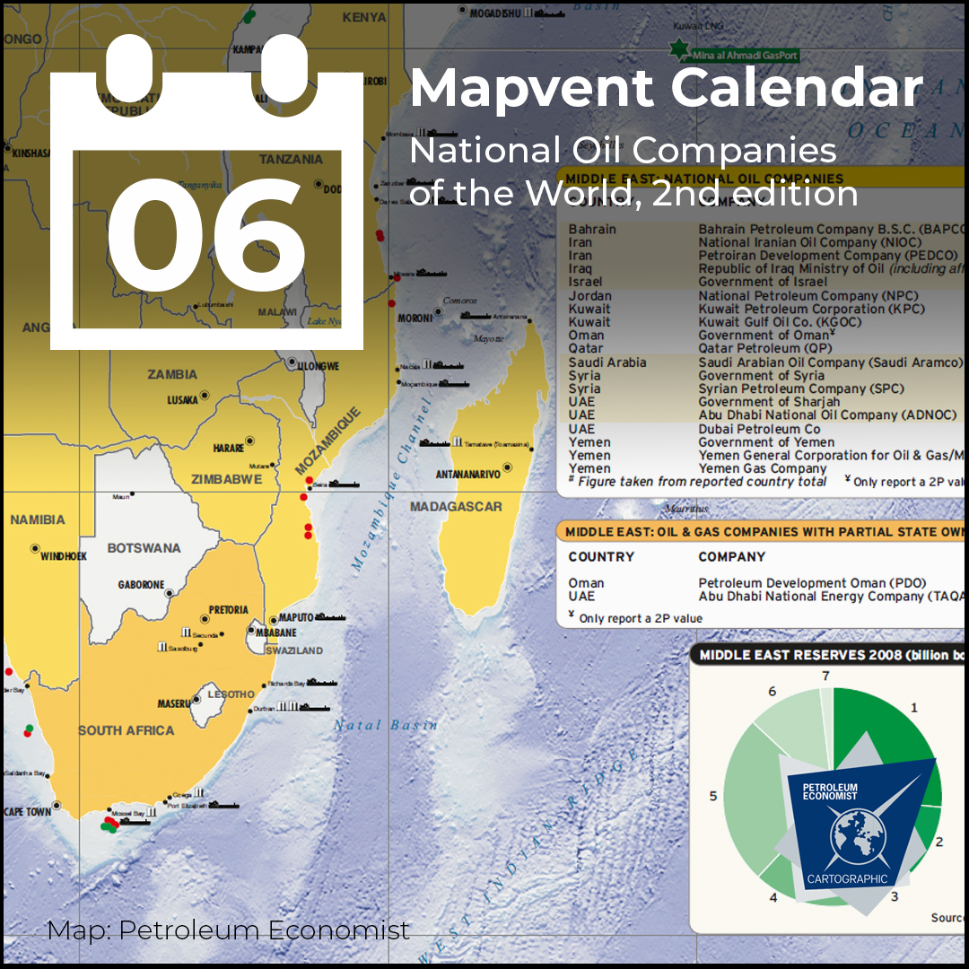 PEMaps1's tweet photo. Day 6 of the PE Maps #MapventCalendar looking at our National Oil Companies of the World map, 2nd edition with our map partner Ernst & Young now @EY_OilGas @EYnews https://t.co/cM1makynh5 #30DayMapChallenge #NationalOilCompanies #NOCs #IOCs #Companies #Oil #Gas #Energy https://t.co/aIXaARCTxb