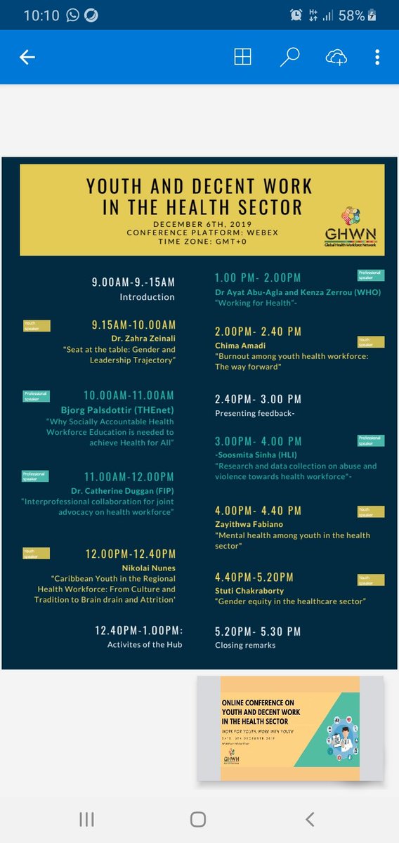ToyinTella's tweet photo. Global health workforce network youth hub virtual conference ongoing #workforyouth #workwithyouth @GHWNetwork https://t.co/GGa0zc2NTR