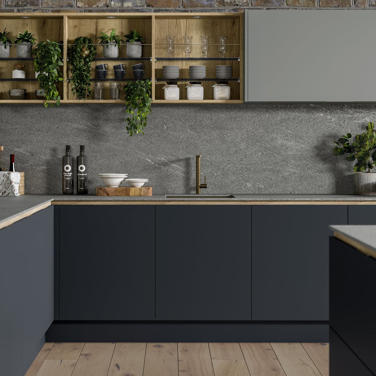 The dark and sophisticated Ceralsio Slate worktops really make an impact in this contemporary kitchen. The surface looks just like slate with a slightly worn effect lending it character. Thanks for sharing @VolpiKitchens!
#LoveVolpi #ceramic #contemporarykitchen