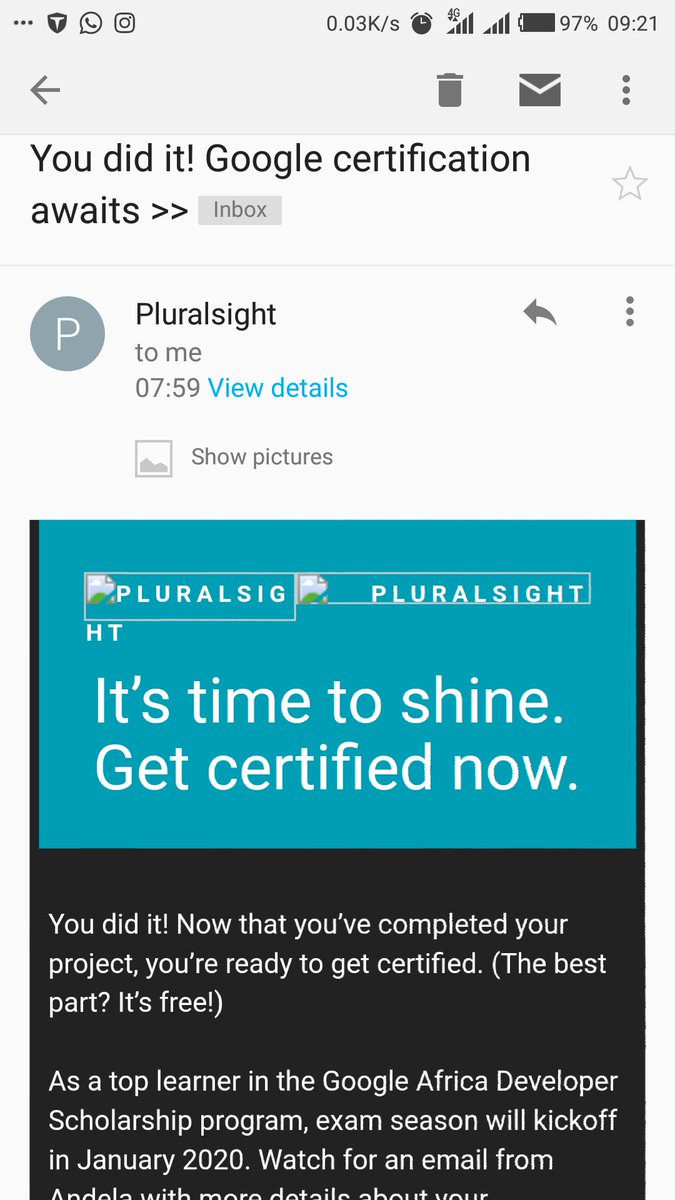 MichyToken's tweet photo. Oh yes! I made it! Thank you! @150DaysOfALC4 i'm so excited right now!! Thank you @andela_alc @pluralsight @Google @GCPcloud for this great opportunity #growwithgoogle #alc4withgoogle #CloudComputing #womenintech https://t.co/vfCj4TEg1J