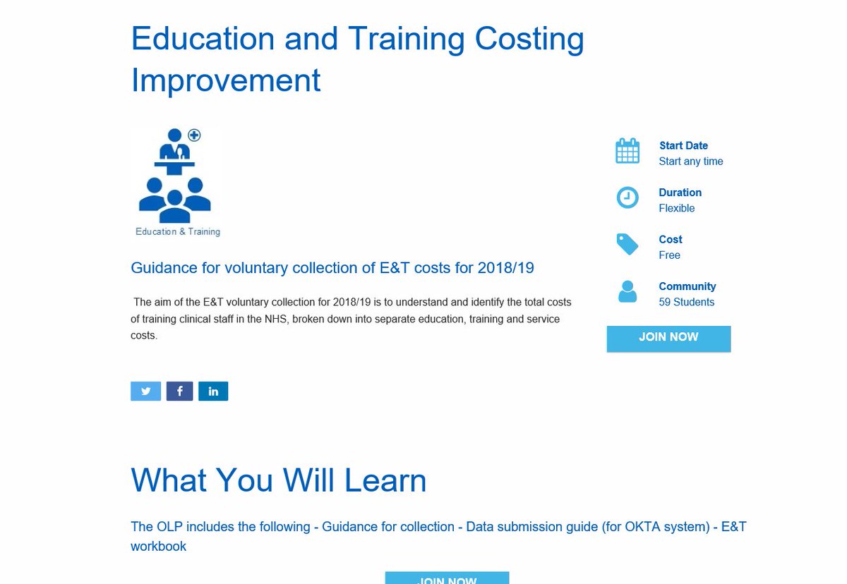 We're running a voluntary collection on Education and Training to help understand and identify the total costs of training clinical staff in the NHS. It's open to all trusts - find out more on the OLP here: bit.ly/2YmLmqe. #ImprovingCosting