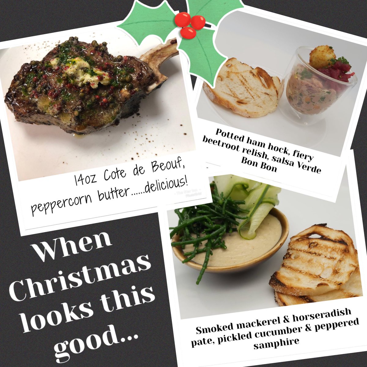 IngatestoneStar's tweet photo. #christmasmenu
When Christmas tastes as good as it looks...
Go to the website to view the Christmas menus #glutenfree #christmastime
https://t.co/L6XEjujk5G
#yourlocal #publife #delicious #christmas2019 #cotedeboeuf #mackerelpate #pottedham #foodie #foodforfoodie https://t.co/0bDcfhISdw