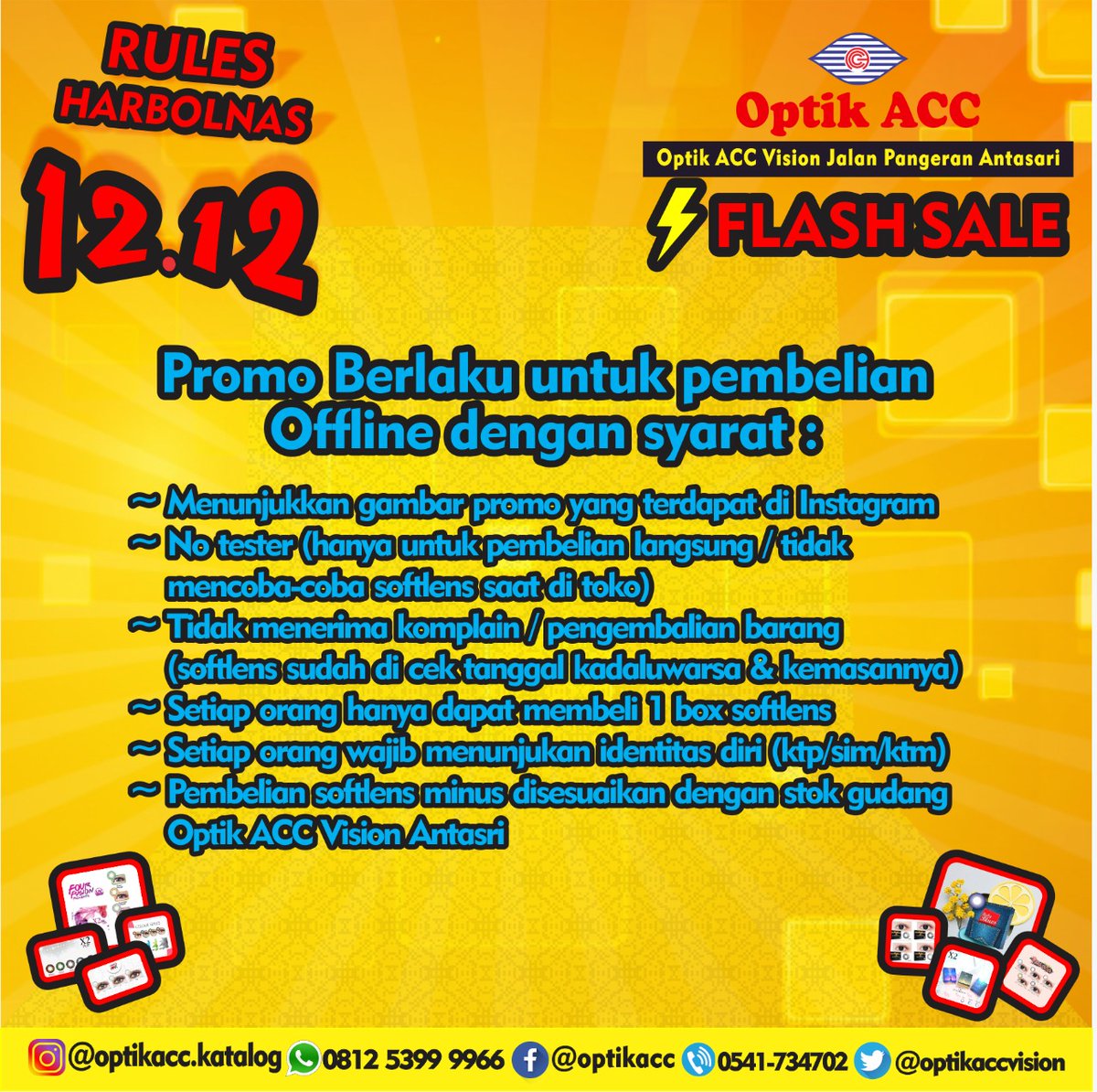 optikaccvision's tweet photo. 🔥 Flash Sale🔥
Kamis, 12 Desember 2019 
Softlens IDR12.000 !!! Hanya untuk 120 orang pertama!!!

#Samarinda #Promo #promosoftlens https://t.co/vnQE6yucNy