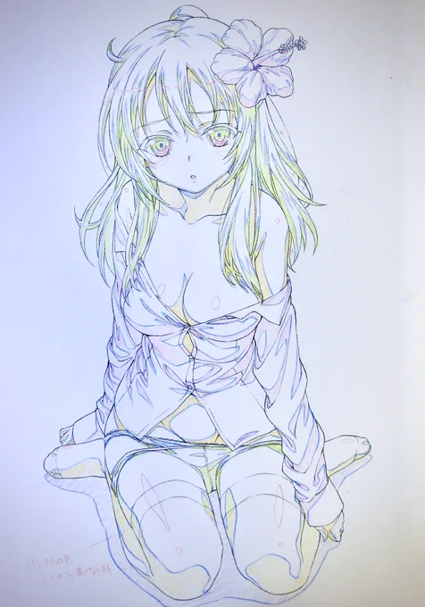 アオリオの松沢由佳。
店舗特典用のイラスト原画。
アダルトゲームなので興味ある方は是非〜。 