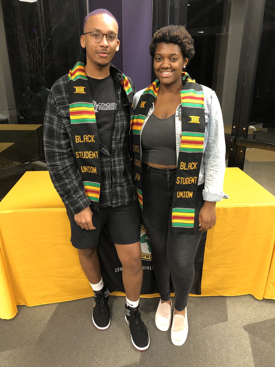 Concordia_BSU's tweet photo. These two graduate this Saturday! Thank you so much for your contribution to the CTX Black Student Union. @concordiatx #BSUGrads #CTX #Woosh ๐ช https://t.co/IidiAG1fMY
