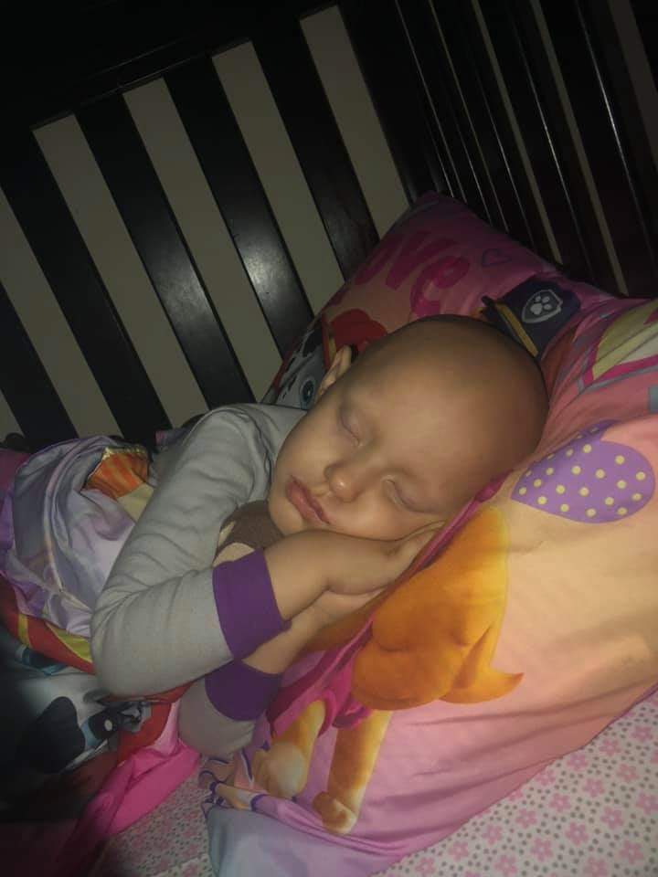 TripleJohnny's tweet photo. Scarlett couldn't have her surgery due to sickness brought on by a virus. Next day she was great, but missing the surgery date means another round of chemo. So she's sick again this time from the treatments. Shes so tired #scarlettpatrol https://t.co/TuN8KTdXzS