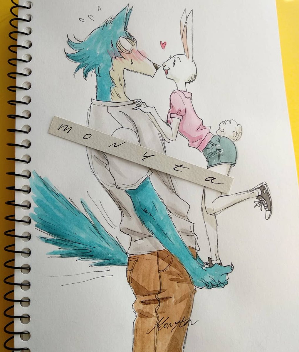 Monyta_art28's tweet photo. From my little sketch book 🐺🐰🦌🐺 #watercolour #beastars #monyta https://t.co/KVKxgWLYyY