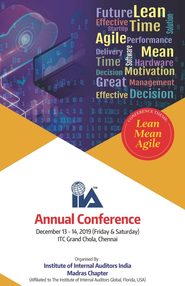 IIA Madras organises mega annual conference on 13th &amp; 14th December 2019 at ITC Grand Chola at Chennai. Please click the link to see the Brochure. bit.ly/2OkbsH2