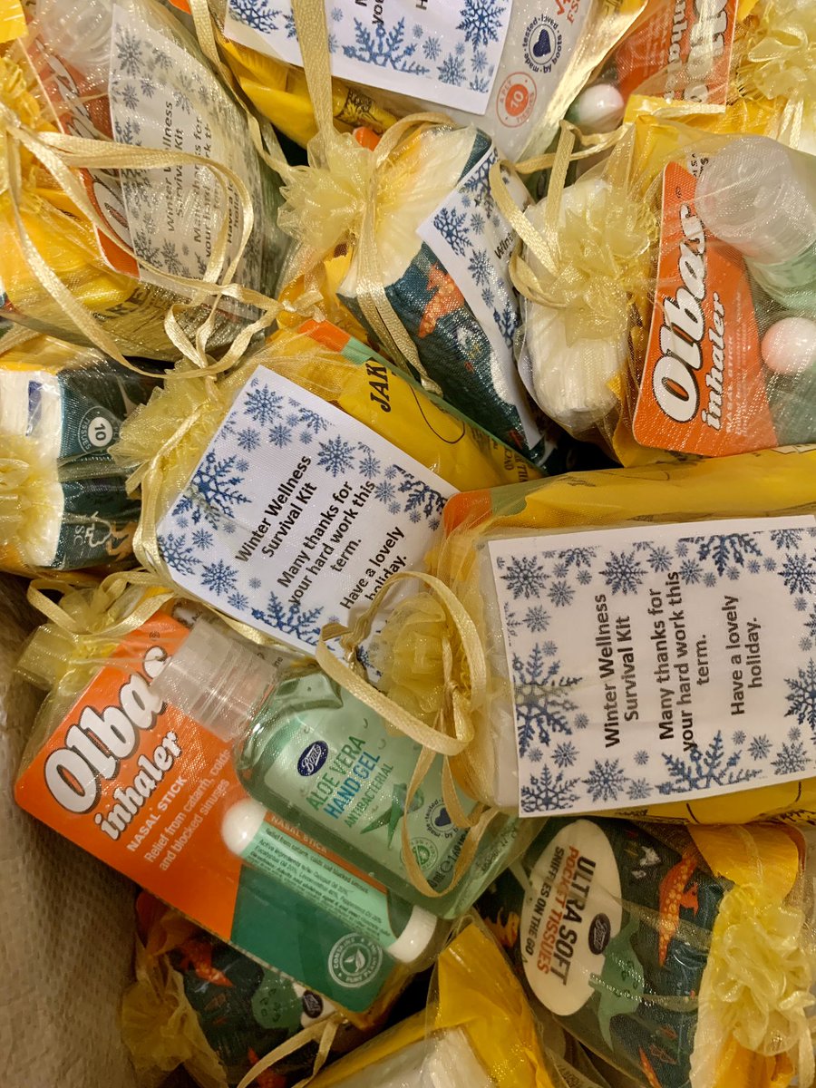 NCCBrent's tweet photo. Thanks to our fellow Newman School @NrcStaff we have taken your idea & produced our own #winterwellnesspacks Our staff were delighted! @CchaplainNc @The_Us_Trust @RCWestminster #staffwellbeing @BootsUK @OLBAS_Remedies #jakeman #tissues #handgel https://t.co/ien0uAZME8