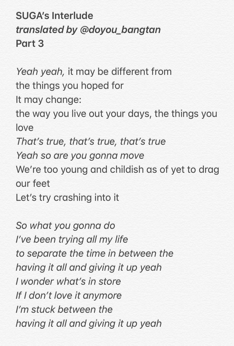 doyou_bangtan's tweet photo. SUGA’s Interlude  
@halsey, ft SUGA of @BTS_twt https://t.co/Np1PIaHJzB