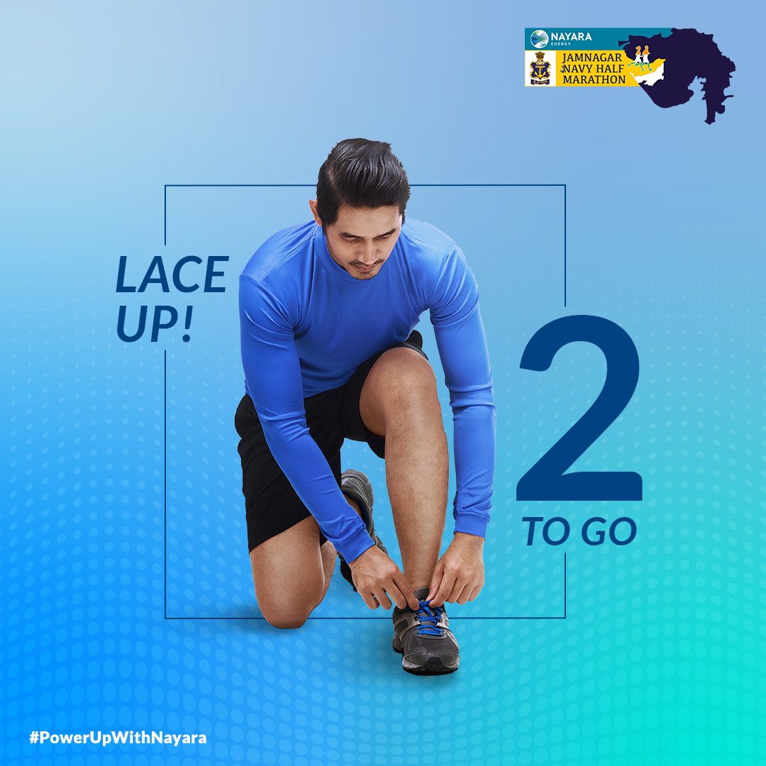Nayara Energy presents the Jamnagar Navy Half Marathon. Grab your running shoes! Just 2 days to go. #PowerUpWithNayara #Marathon #Running #2DTG