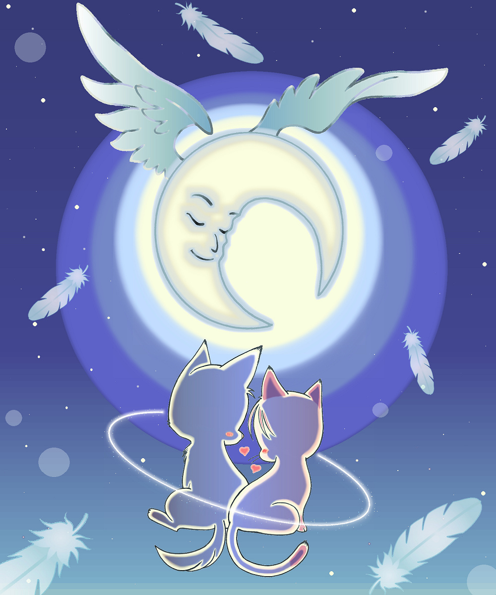 神仏絵師 縁画yosuga バワッツ その昔描いた待ち受け用のデジタルイラスト W 黒歴史 でも過去もあるから今があるんだﾟ Gt Lt Pcの奥から出てきた画像です 一応こんなのも描けますっていうサンプルで イラスト 太陽と月 犬と猫