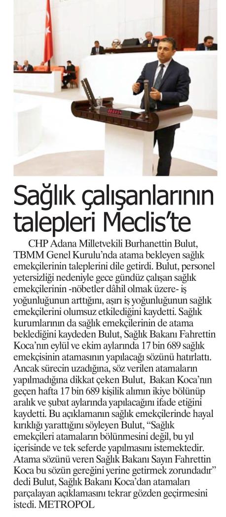 Atama bekleyen on binlerce sağlıkçının taleplerini TBMM'de dile getirdik.

Verilen söz tutulmalı, atamalar tek seferde Aralık ayı içerisinde yapılmalıdır.

#SağlıkçılarSusmayacak 
#SağlıkcılarKandırıldı 
#RTESağlıkAtamasınıBölme