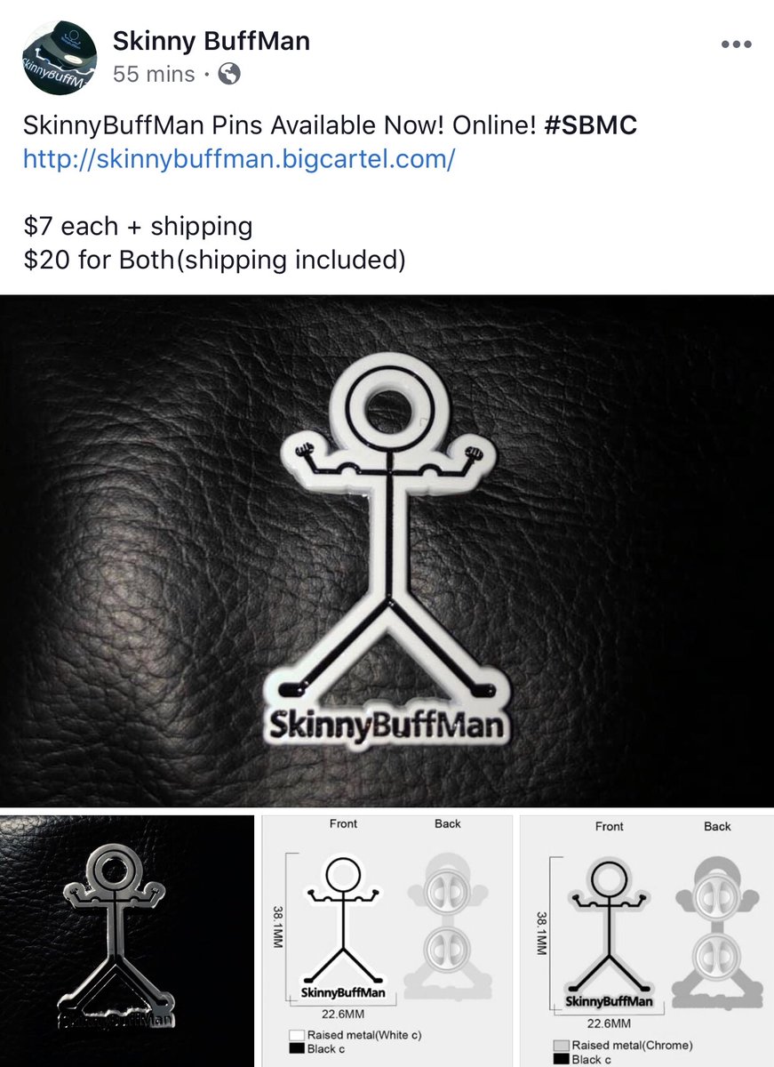 SkinnyBuffMan's tweet image. SkinnyBuffMan Pins Available Now! Online! 
skinnybuffman.bigcartel.com 🏁

$7 each + shipping 

$20 both ( shipping included )
