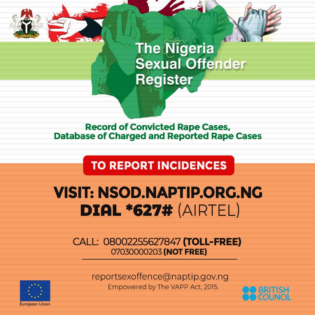 DAY 12!!!
THE NIGERIA SEXUAL OFFENDER REGISTER.
#EndGBV #ENDSEXUALASSULT
#16DaysOfActivism 
#orangetheworld