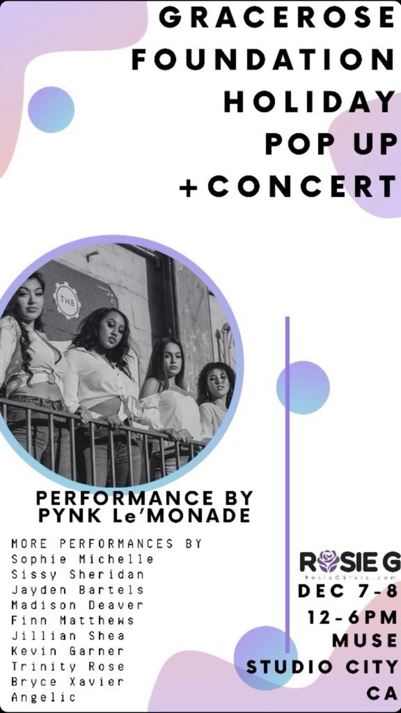 PynklemMusic's tweet photo. Dec 7th Were performing Sunday Morning at the Winter Wonderland and for the @rosiegstyle holiday pop up shop! Hope to see you 🎄💛 https://t.co/fXWvwWmvWR