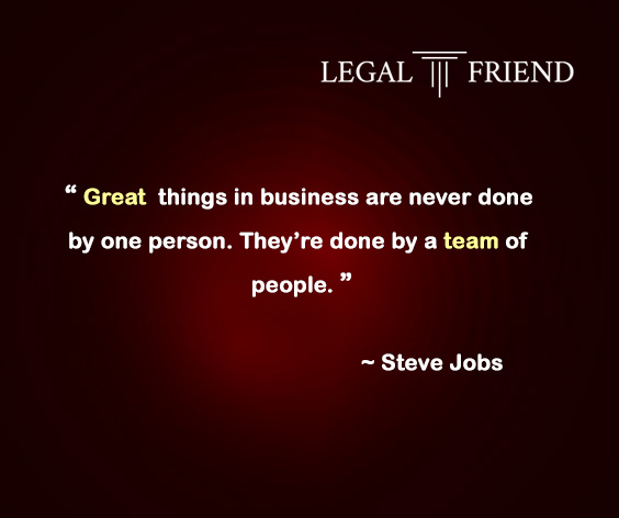 The_LegalFriend's tweet photo. Great thing in business are never done by one person. they're done by a team of people - Steve Jobs

#LegalFriend  #SteveJobs #PositiveVibes #MotivationalQuotes https://t.co/8laKBDB1tl