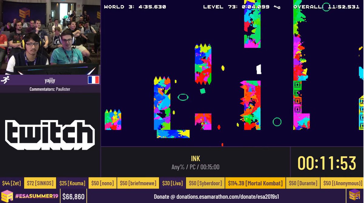 esamarathon's tweet photo. We're well into the last day of runs from #ESAWinter19, next up is rainbow platformer INK any% run by @Yajijyy
https://t.co/BDQIItxZW1 https://t.co/WmFCR8aLLN