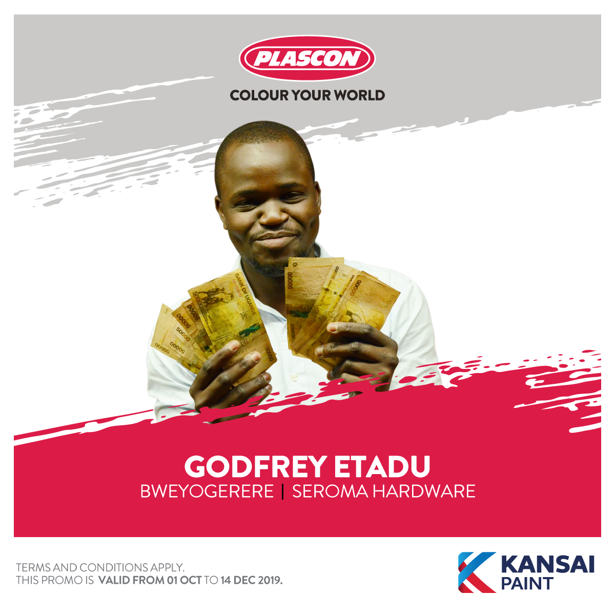 PlasconUganda's tweet image. Plascon #PaintAndWin week 7 winners. 👏👏You too could be our next lucky winner. Visit our nearest outlet, buy paint worth UGX 100,000 and stand a chance to win. #ColourYourWorld #ColourRush