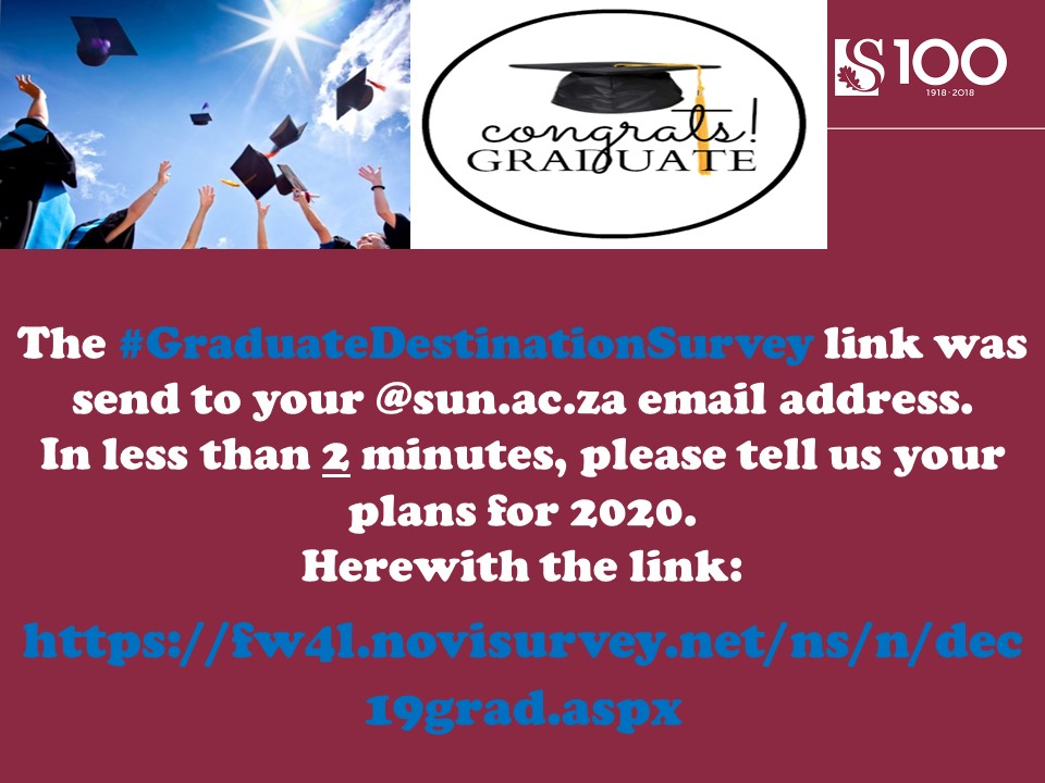 #MatiesGraduate2019🎓 👨🎓👩🎓 #GraduateDestinationSurvey

fw4l.novisurvey.net/ns/n/dec19grad…  

#2020Plans #2MinSurvey
Tell us more #MatiesCareers #UnitForGraduandCareerServices