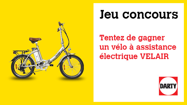 Darty_Officiel's tweet photo. #JeuConcours | Tentez de gagner un vélo à assistance électrique @velair_france et redécouvrez le déplacement urbain ! 🎁🚲
Pour jouer : follow + RT le compte @darty_officiel https://t.co/8Pvy9IvgYk https://t.co/nDm4ztl4Kp