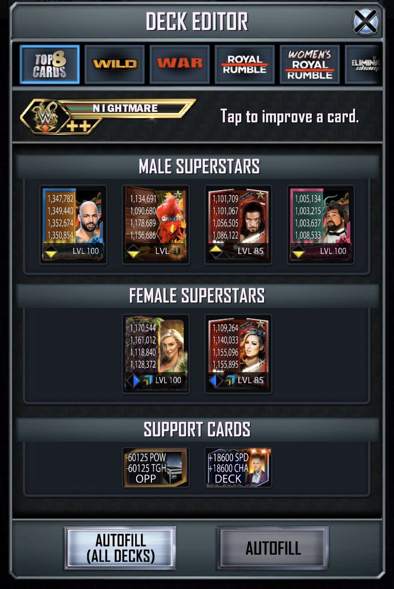 NickTweetsALot's tweet photo. Pretty happy with my two best female superstar cards.
#CharLynch #TeaGenerationX #WWESupercard https://t.co/H7edc4RdRq