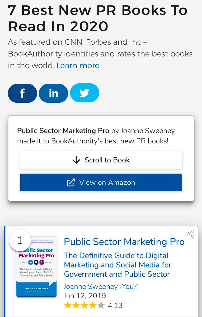 JSTweetsDigital's tweet photo. Thank you @bookauthority - totally flabbergasted and thrilled to learn this news! No better recommendation! Thank you to all my readers of @PublicSectorPro  🙏 #jstalksdigital https://t.co/g5qevAlusn