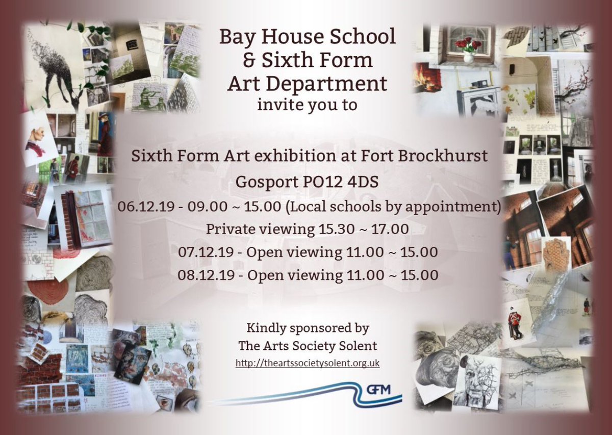 Got some free time to support our Sixth form artists this weekend? Come visit our exhibition in Fort Brockhurst, open 11am til 3pm both Saturday and Sunday. They have been hard at work over the last few months and would love to share what they've done with you!