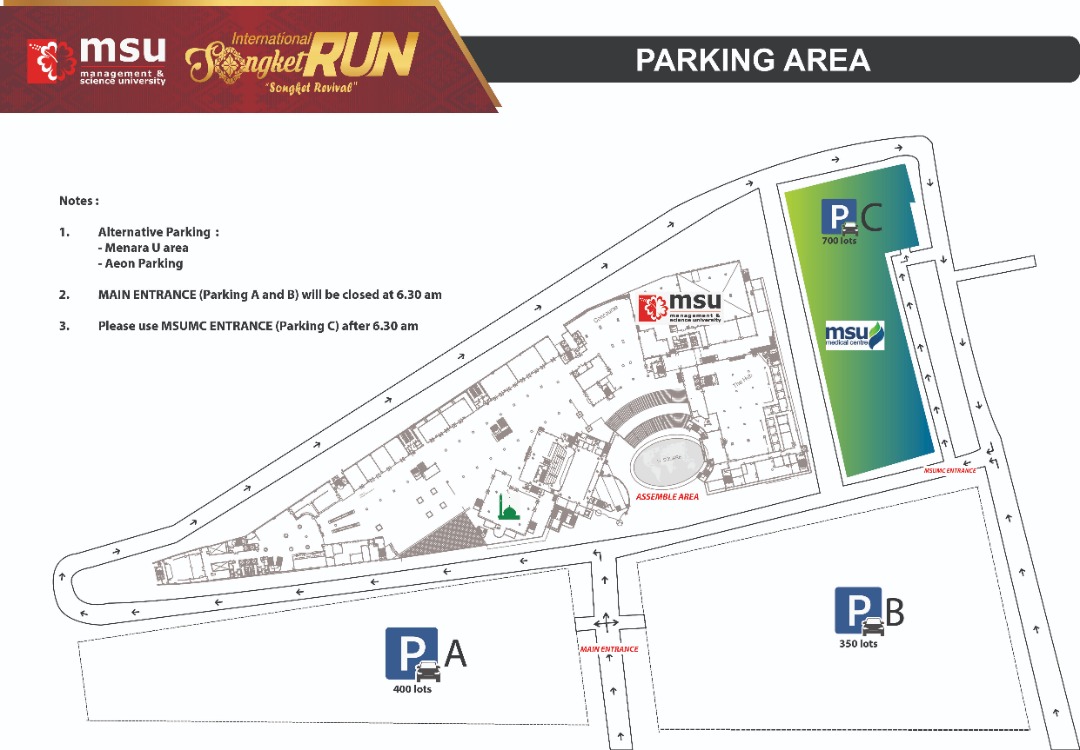 To all participants of the #InternationalSongketRun 2.0 tomorrow, here's some information that you should know. Please come before 6.30am as the entrance roads will be closed by then in preparation for the run. Thank you and see you tomorrow!

#MSUmalaysia
msu.edu.my