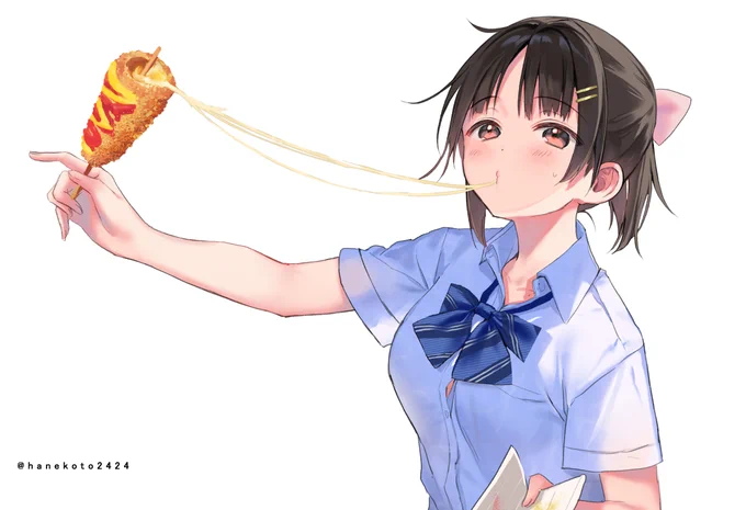 チーズの伸びた長さを競いたがる同級生ちゃん 