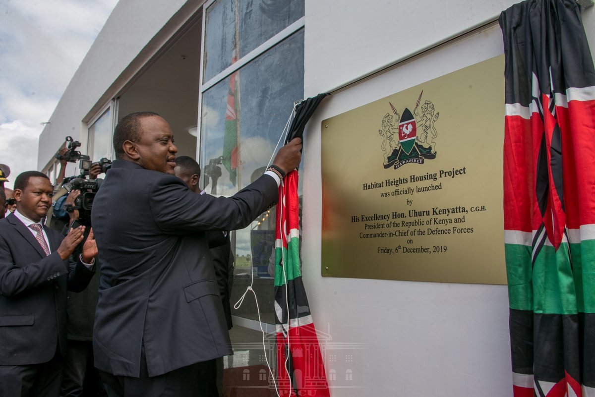StateHouseKenya's tweet photo. President Uhuru Kenyatta is in Lukenya, Machakos County to preside over the groundbreaking ceremony for the construction of 8,888 housing units under the  Government’s affordable housing program of the #Big4Agenda | #AffordableHousingKE  @JamesMacharia_ @PSCharlesHinga https://t.co/pS1G5s3GSg
