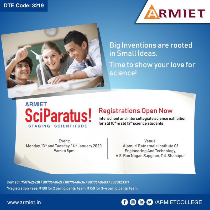 armietcollege's tweet photo. #science #exhibitions inspire you to think beyond limits.
Participate in #SciParatus 2020 hosted by #ARMIET #Engineering #college to get exceptional project reviews and win exciting #prizes
Click to register: https://t.co/KB5aW0Xfvn
#ARMIETCollege #talent #scientists4future https://t.co/TysxV0wCiL