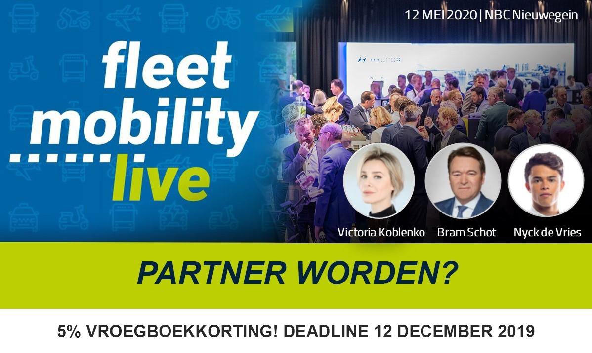 De eerste namen zijn bekend: Onder andere Victoria Koblenko, Bram Schot en Nyck de Vries zullen een bijdrage doen aan Fleet Mobility Live 2020
Tot 12 december profiteert u van 5% vroegboekkorting als business partner. Kijk snel op: fleetmobilitylive.nl/partners/partn…
#FML2020 #fleetmobility