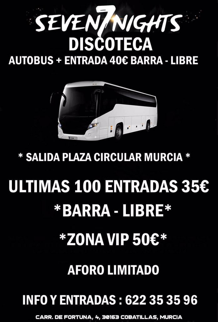 CacioBoatParty's tweet photo. 🚩ULTIMAS ENTRADAS À  35€ BARRA LIBRE 🚩 

🚍 40€ BARRA LIBRE CON CON AUTOBÚS IDA Y VUELTA, SALIDA DESDE  PLAZA CIRCULAR MURCIA 😱

🎄¿Dónde vais a pasar la nochevieja mejor  que en #DISCOTECA SEVEN NIGHTS 🎄

🛑Cualquier duda no dudéis en preguntármela.
Reservas: 678 22 48 87 https://t.co/XBsuhGKW4A