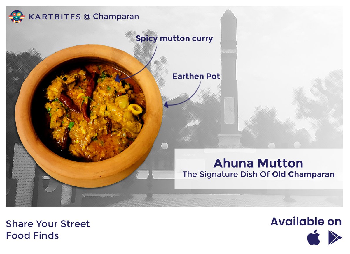 Click below to download
Android app: kartbites.com/app.html?p=and…⠀
iOS app: kartbites.com/app.html?p=ios…⠀

Have you tried Ahuna Mutton of Champaran? Well Kartbites can help you to discover the signature taste of this historical place!
#kartbites #socializing #champaran #ahunamutton