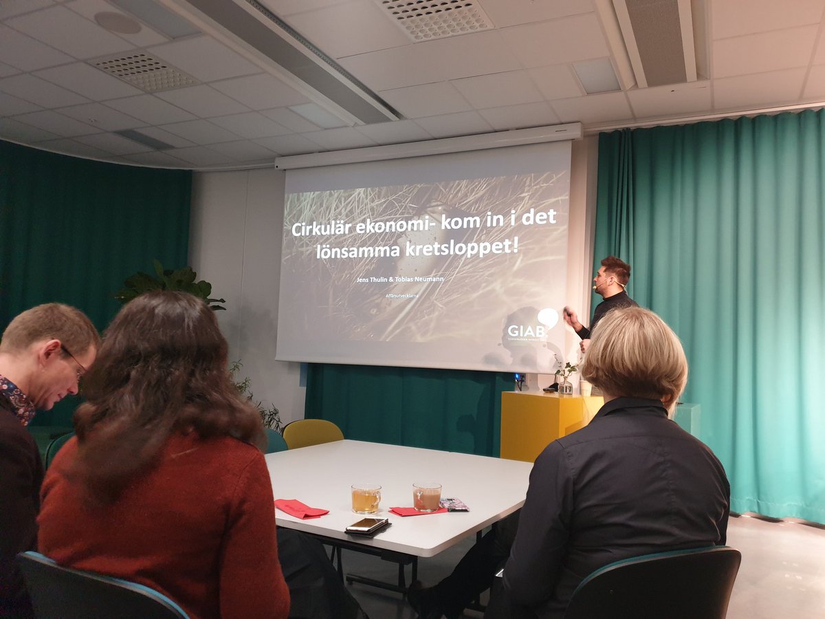 Idag är vi på vår medlem #GIAB seminarium om cirkulär ekonomi. Nya, lönsamma och cirkulära affärssystem är ett måste för att klara de globala målen! #sdg #Sustainability