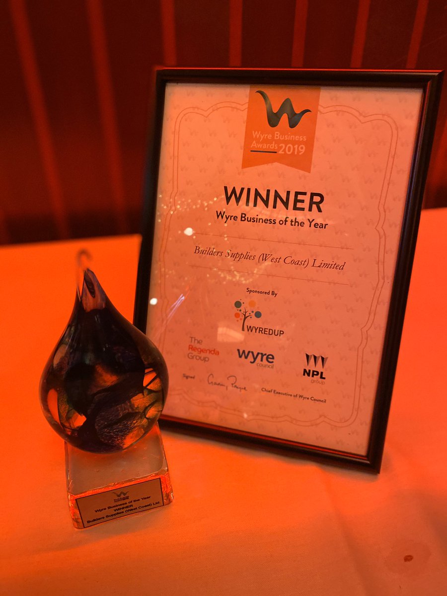 BSupplies's tweet photo. Wow! What a night! Double award winner at the @WyredUpB2B event including Wyre Business of the Year! We’re absolutely chuffed to bits ☺️ #WBA19 #Topteam #localcommunity https://t.co/GHuUcRuIwt