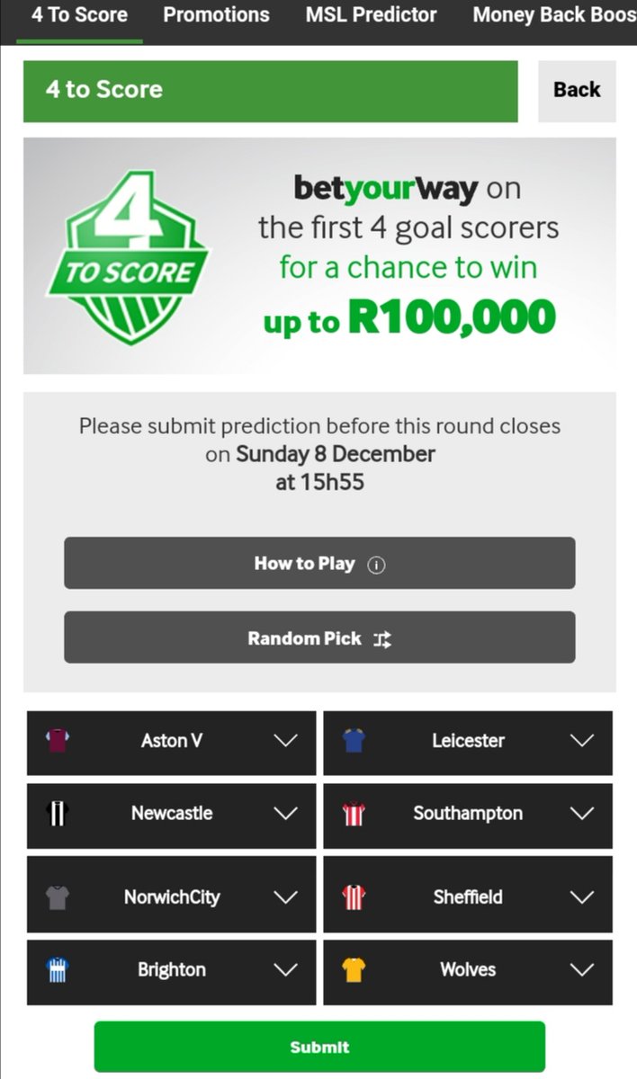 4 To Score Betway 4 To Score Betway