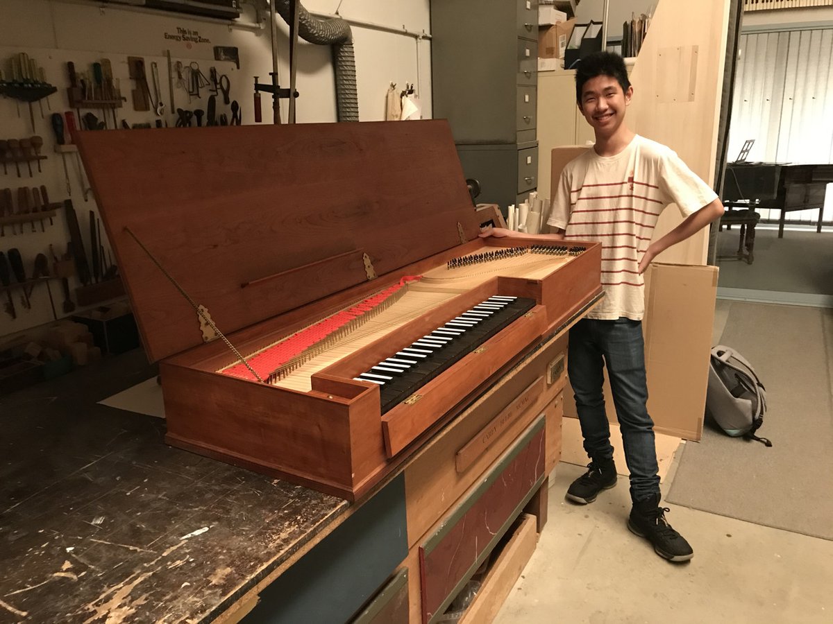 Looks like Zak enjoyed spending his Yr 10 Work Experience week in the harpsichord workshop: Here's the 70s Zuckermann clavichord we reworked the keyboard &amp; restrung.