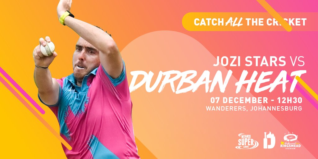 Durban Heat heads inland to the Wanderers Stadium tomorrow for an epic encounter with <a href="/msljozistars/">Jozi Stars</a>. Be sure to catch the action live on SABC 3. 📺

Play gets underway at 12:30. ⏰

#MSLT20 
#HeatUp 🔥