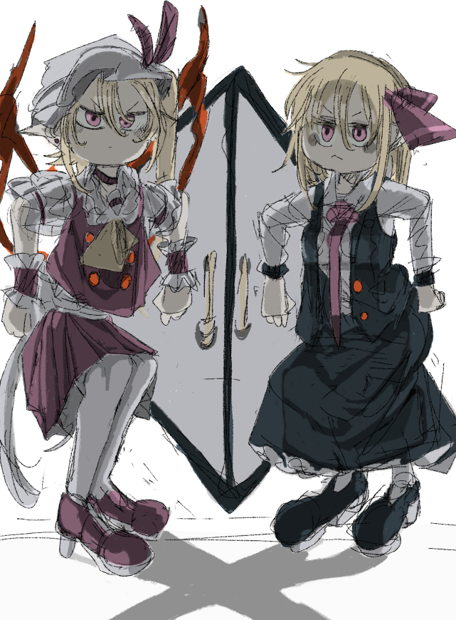 東方イラスト【ルーミアとフラン】

#ルーミア #フランドール

#らつにつ再褐シリーズ (15作め)
#ルミフラっていうのかフラルミっていうのかルフランっていうのか
#三枚めのは風神雷神みたいなポジで 
#四枚めのはイベント前倒し 