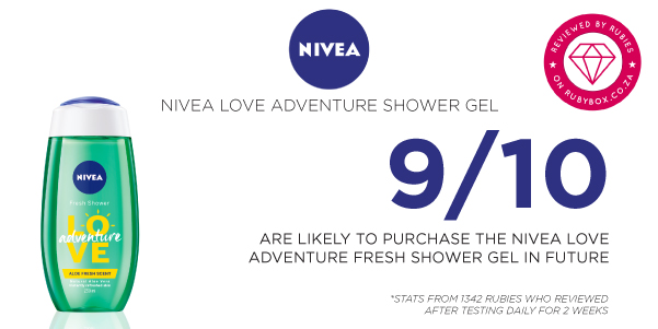 rubybox_beauty's tweet photo. Take a look at what our rubies thought of the NEW NIVEA Love Adventure Shower Gel!
Read More: https://t.co/LVRkzjJR01
#rubybox #rubyboxloveadventure #TrustedNIVEACare #naturalaloevera #aloeshowergel #aloebodywash https://t.co/K8CA7ZJdhy