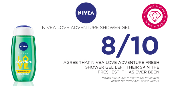rubybox_beauty's tweet photo. Take a look at what our rubies thought of the NEW NIVEA Love Adventure Shower Gel!
Read More: https://t.co/LVRkzjJR01
#rubybox #rubyboxloveadventure #TrustedNIVEACare #naturalaloevera #aloeshowergel #aloebodywash https://t.co/K8CA7ZJdhy
