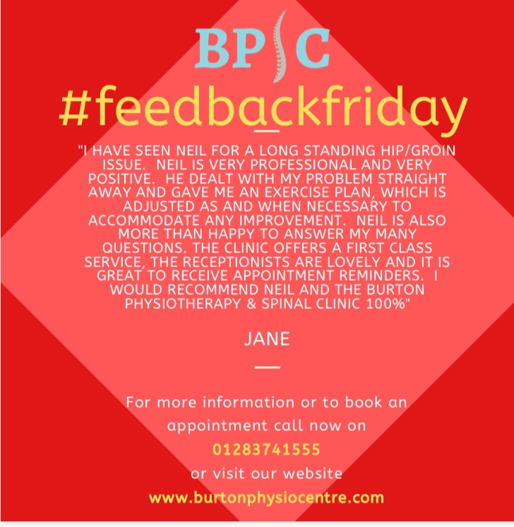 burtonphysio's tweet photo. #feedbackfriday Itβs always special to hear how youβve been able to help a patient to break away from the chronic pain they have been suffering #burtonupontrent #burtonontrent #burton #derby #burtonphysio #derbyphysio #physio #physiotherapy #chronicpain #hippain #groinpain https://t.co/iJ8Ce9NZgK