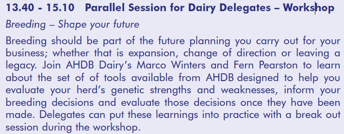 CattleBreeders's tweet photo. Join @AHDB_Dairy @marco_winters & @fern_pearston for the #BCBC20 #dairyworkshop on 21st Jan & learn about the tools available to help you evaluate your herd’s genetic strengths & weaknesses #breedingdecisions #breedingblocks #genetics #shapeyourfuture https://t.co/h7261CCJkZ https://t.co/COy0t4TQxZ