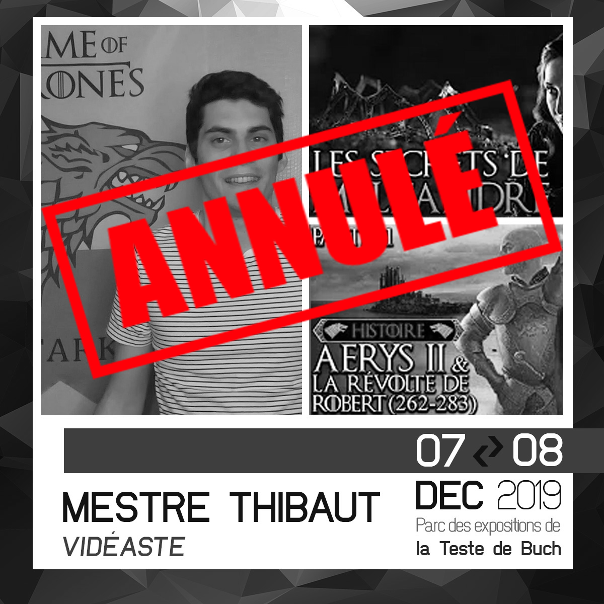 Mestre_Thibaut's tweet photo. MAJ #BGFWINTER Mon vol pour Bordeaux a été annulé hier soir suite aux grèves. Avec le contexte et la difficulté de circulation ce WE, je suis contraint d'annuler ma venue au @BassinGeek les 07 & 08/12. Ce n'est que partie remise ! Bon salon à vous ! https://t.co/Q5ane7Gv6D