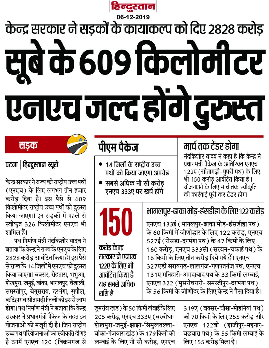 nkishoreyadav's tweet photo. केंद्र सरकार ने राज्य के नेशनल हाईवे दुरुस्त करने को दिए 2828 करोड़ रूपये...
#RoadConstructionDepartmentBihar #NewBihar #BSRCD #Bihar #India #BiharGovt https://t.co/DNYIlPkV3v