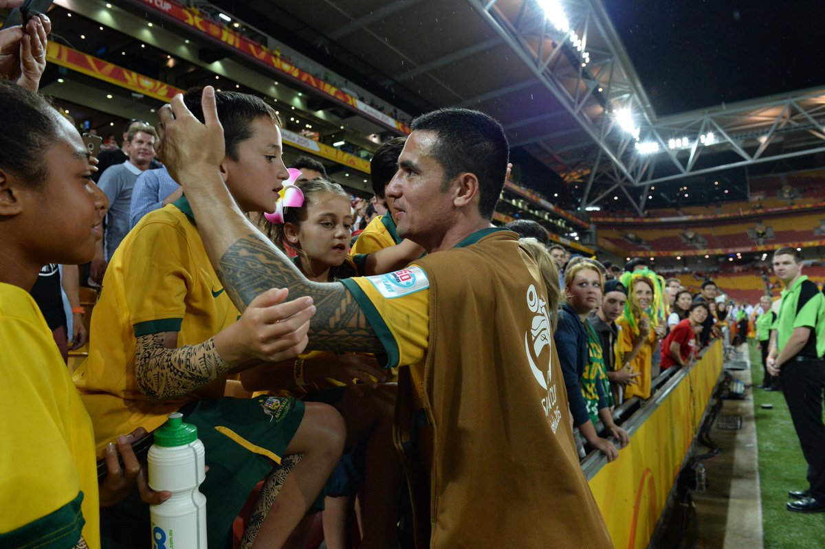 afcasiancup's tweet photo. Happy Birthday @Tim_Cahill!
Throwback to some happy memories and some happy hugs for the @Socceroos legend at #AC2015 https://t.co/mlqAN4aMA4