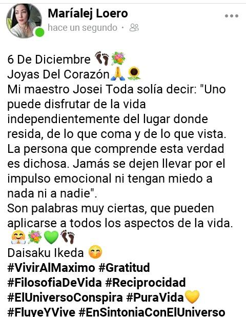 marialej_loero's tweet photo. 6 De Diciembre 👣💐
Joyas Del Corazón🙏🌻
🤗💐💚👣
Daisaku Ikeda 😚
#VivirAlMaximo #Gratitud #FilosofiaDeVida #Reciprocidad #ElUniversoConspira #PuraVida💛 #FluyeYVive #EnSintoniaConElUniverso 🙏😘 https://t.co/QJW45xzh4H